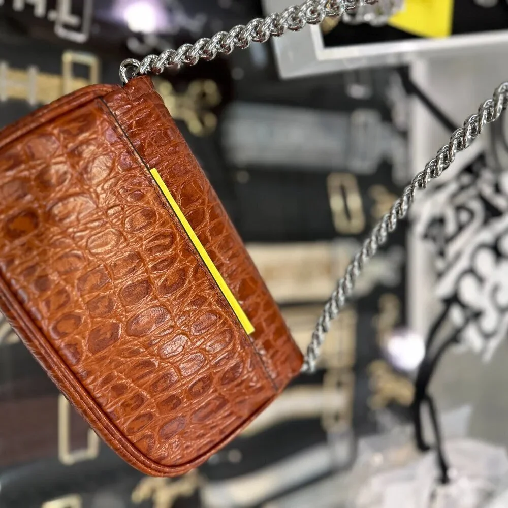NWT! New Marc Jacobs J Marc Mini Shoulder Bag -Croc-embossed Leather Cognac 3way